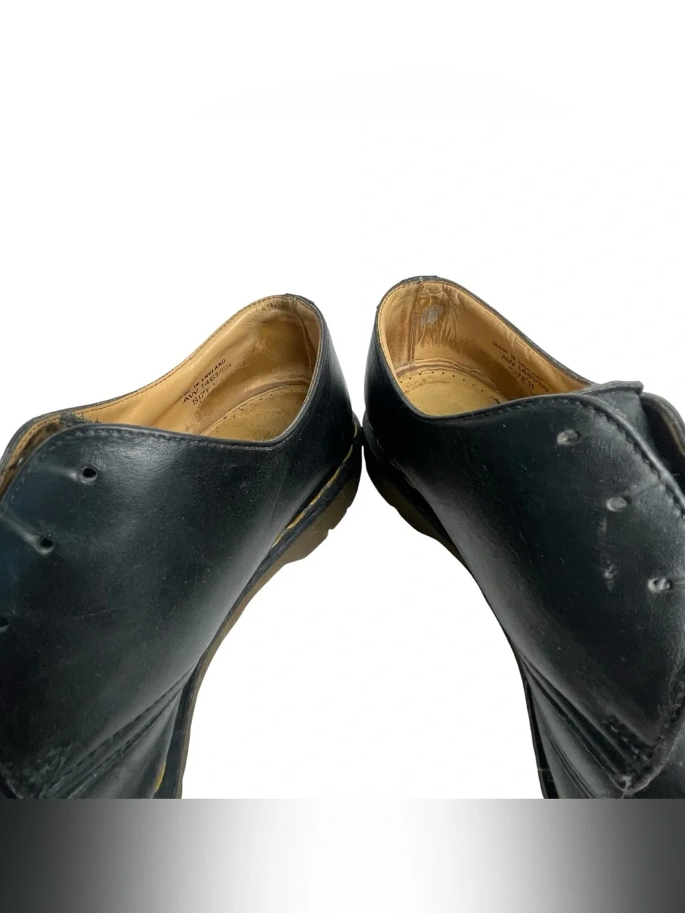 Dr. Martens VTG Black Leather 1461 Black Leather 3 eyelet Oxford shoe UK 11 READ